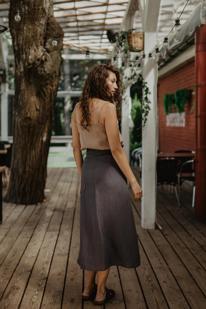 Iris Linen Skirt | Charcoal