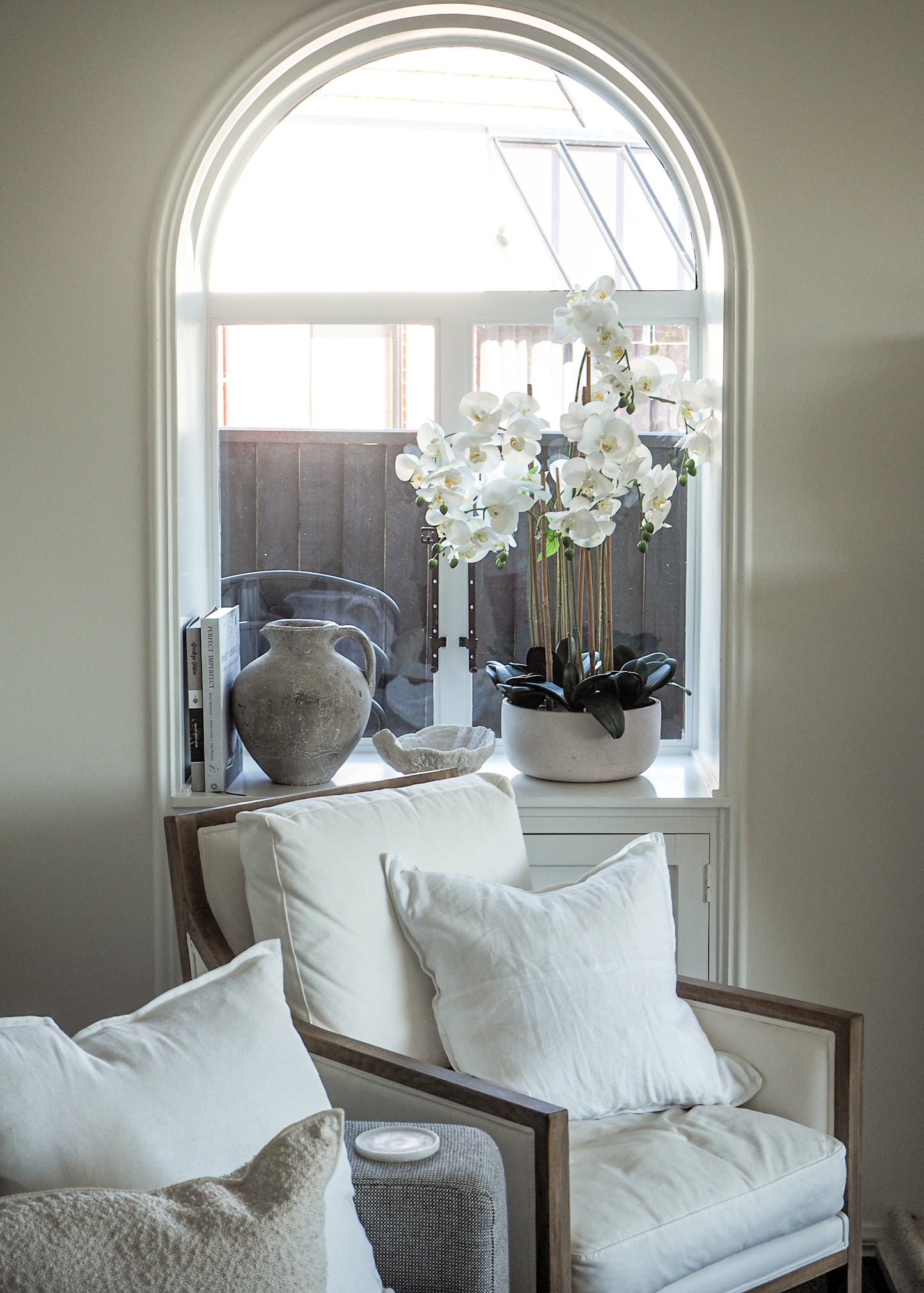 Potted Real Touch Orchid | White Planter