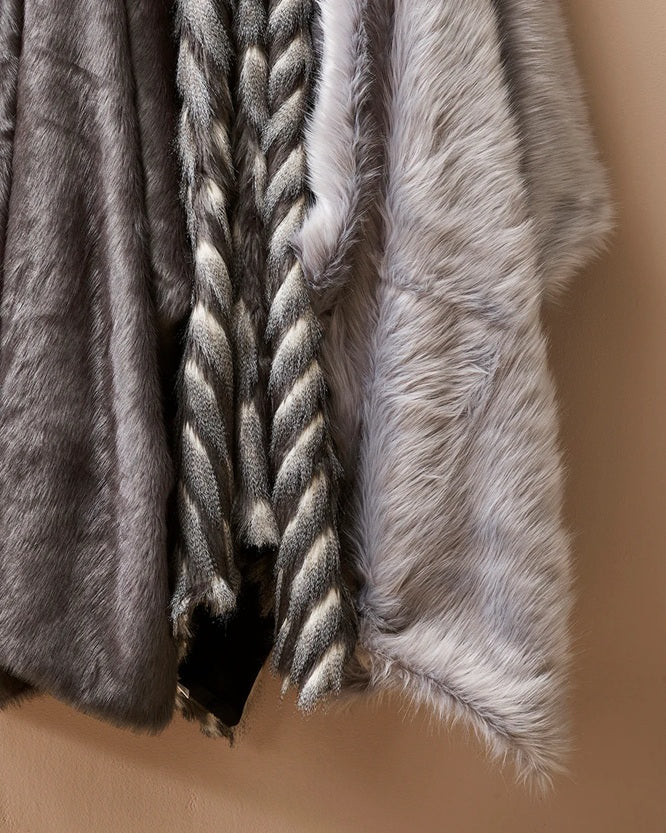Estelle Faux Fur Throw - Charcoal