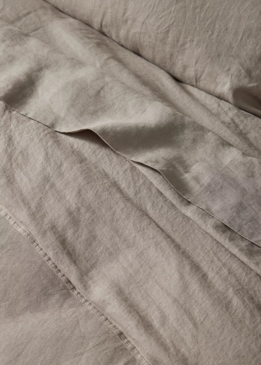 Linen Fitted Sheet - Pebble