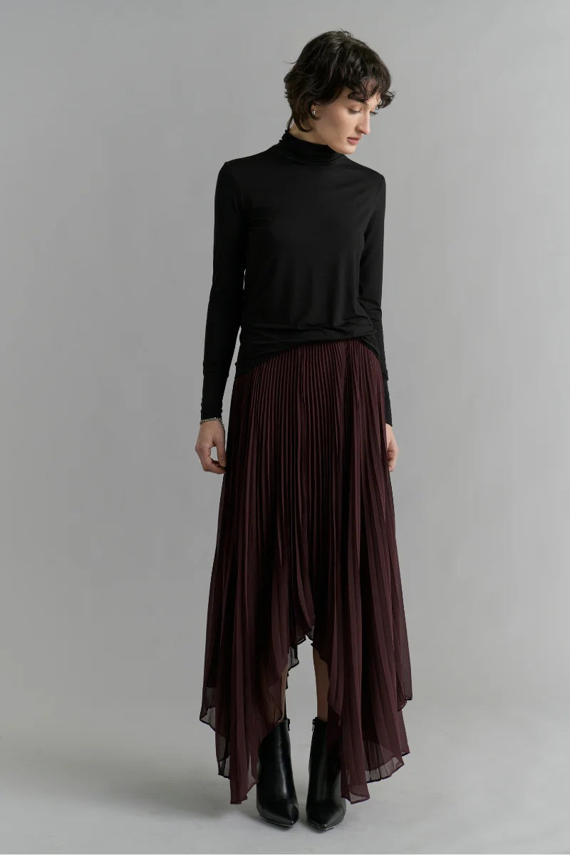 Pleated Skirt - Deep Wine