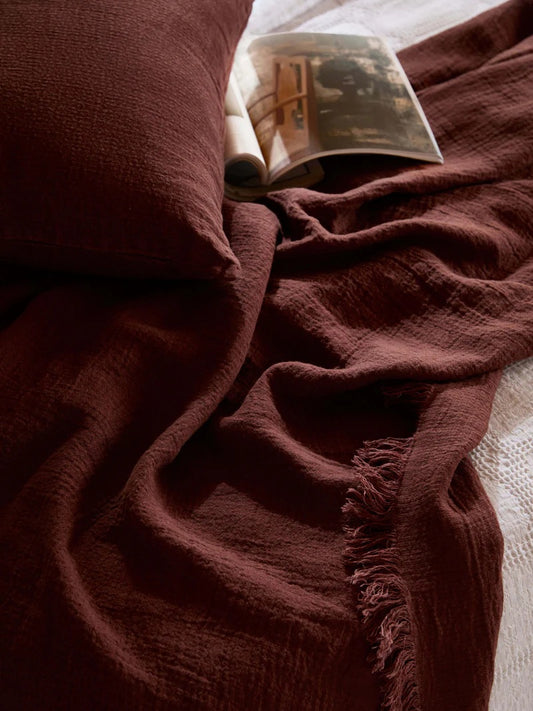 Handloomed Linen Throw - Maple