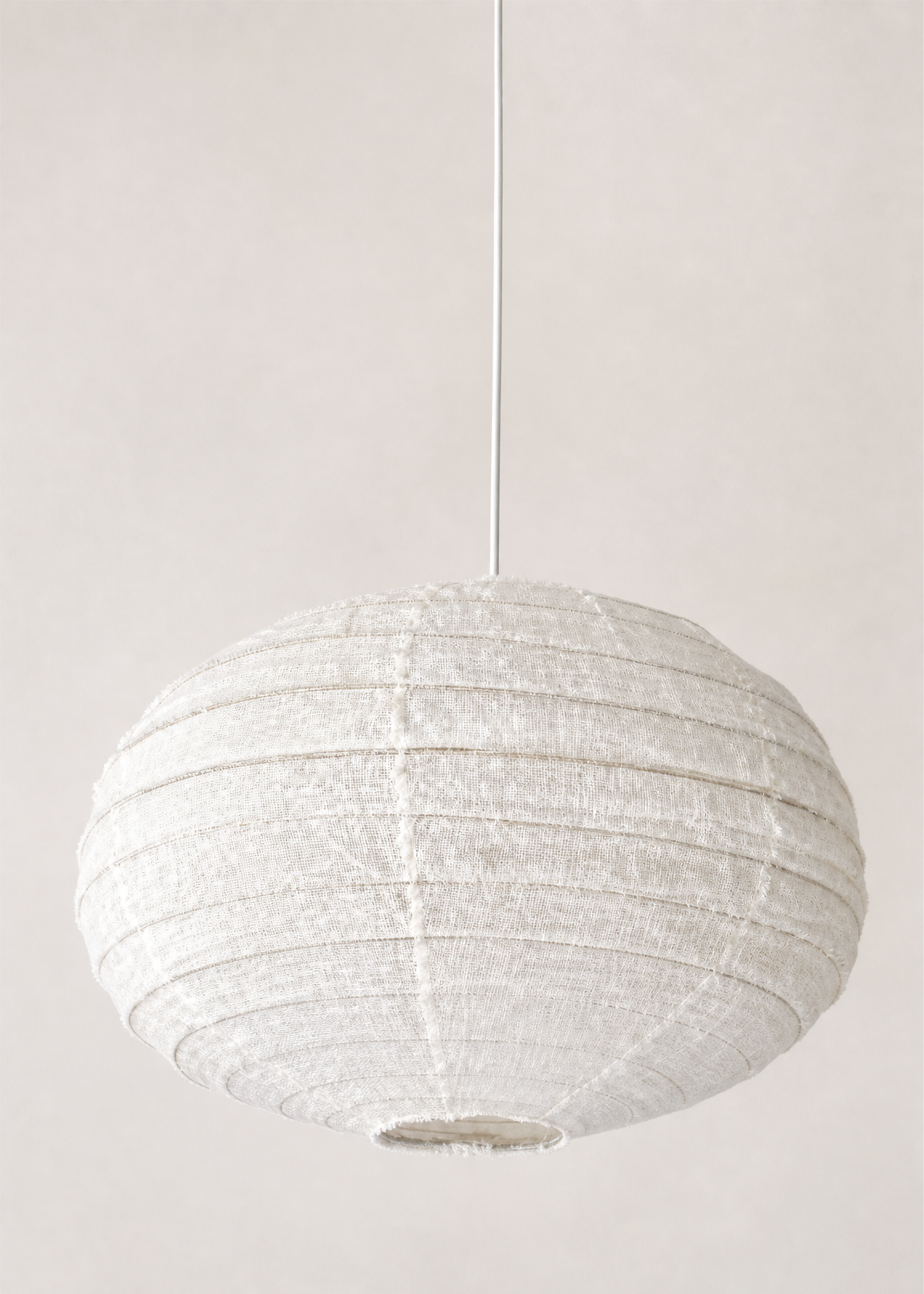 Artisan Oval Linen Pendent - White 60cm