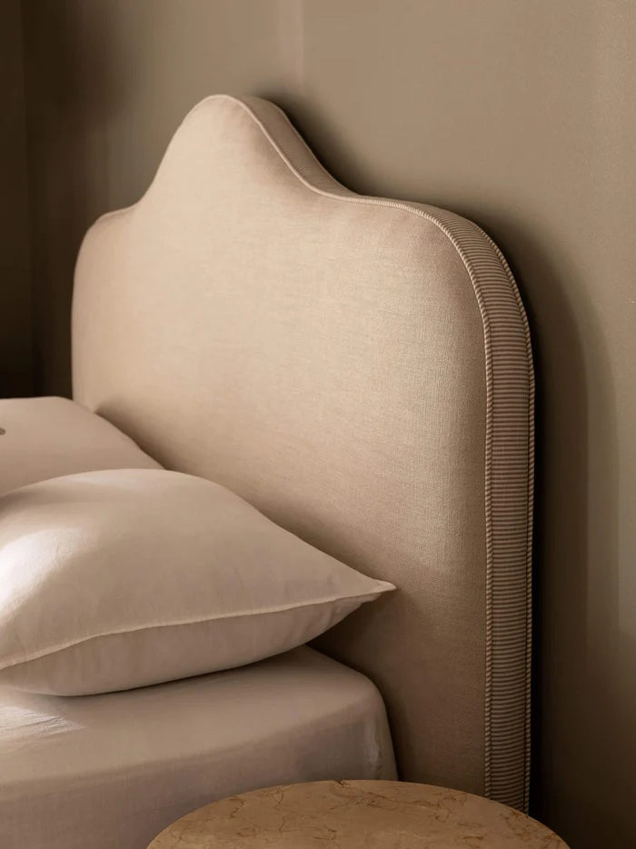 Piped Edge Headboard | Marion Upholstered Bedhead | Natural & Chalk