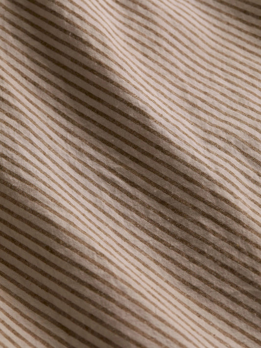 Linen & Cotton Sheet Set - Khaki Stripe