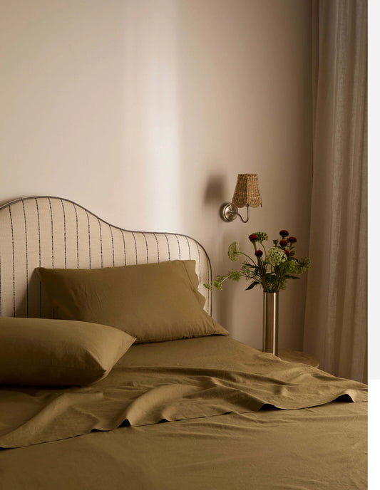 Linen & Cotton Sheet Set - Khaki