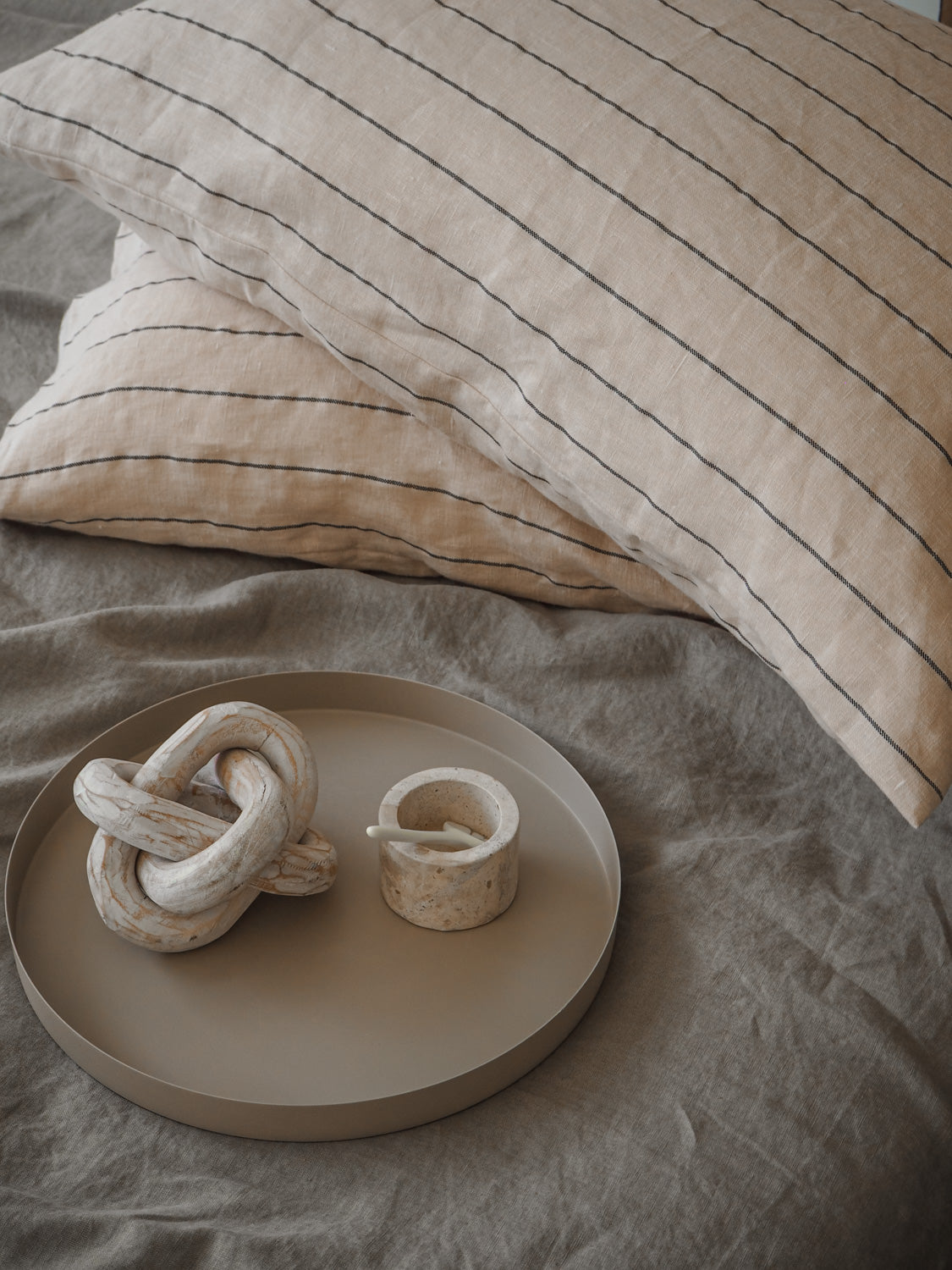 Linen Pillowcases | Latte Stripe