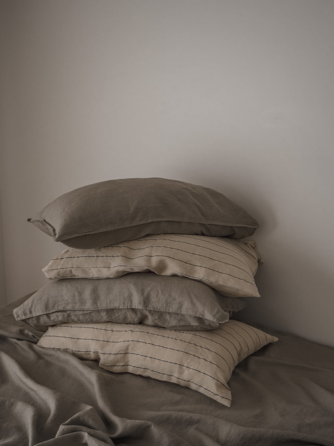 Linen Pillowcases | Latte Stripe