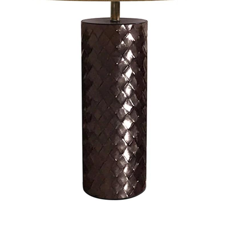 WOVEN LEATHER LAMP BASE | DARK BROWN