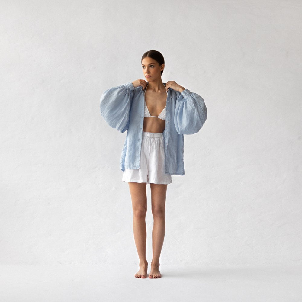 Linen boho shirt | Pale Blue