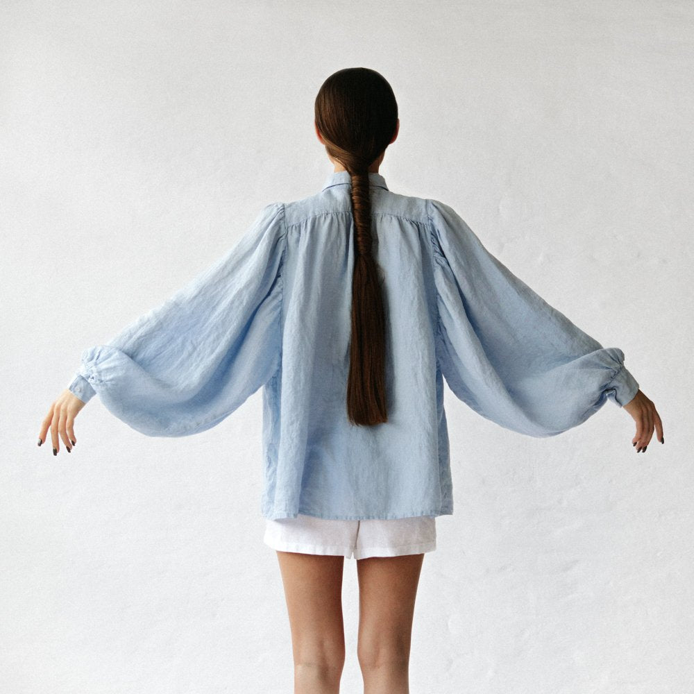 Linen boho shirt | Pale Blue