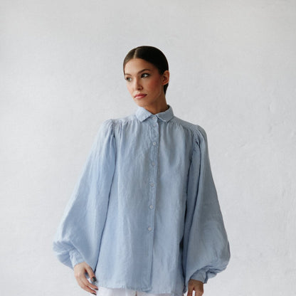 Linen boho shirt | Pale Blue