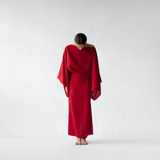Kiko Linen Dress | Red
