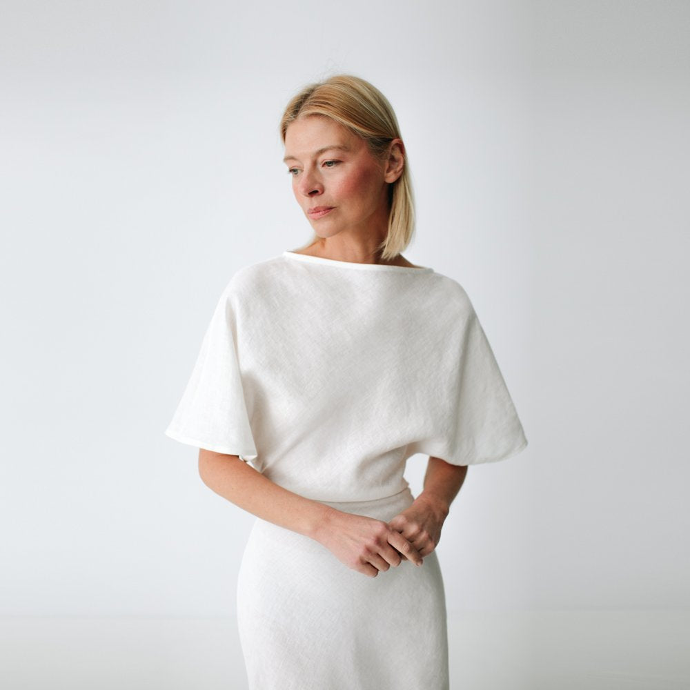 The Nakko Linen Dress in Ivory