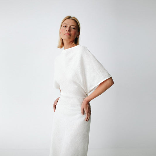 The Nakko Linen Dress in Ivory