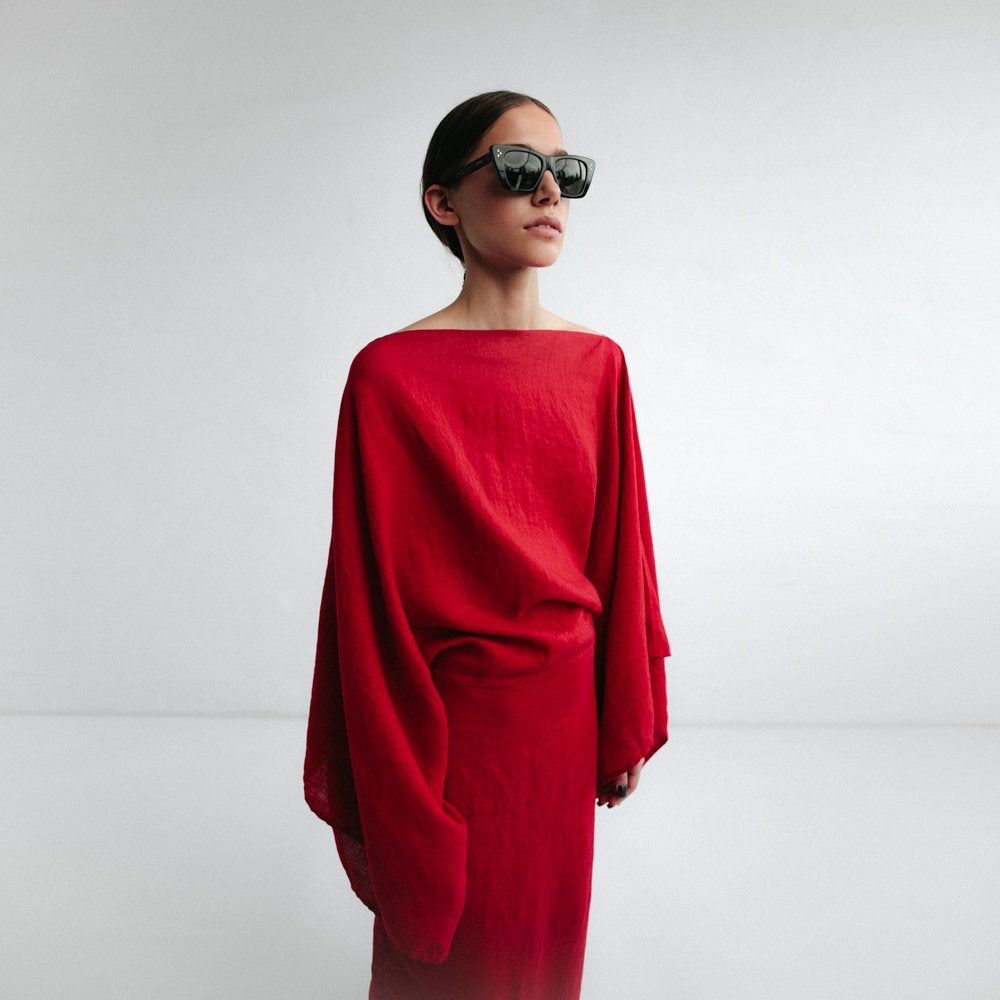 Kiko Linen Dress | Red