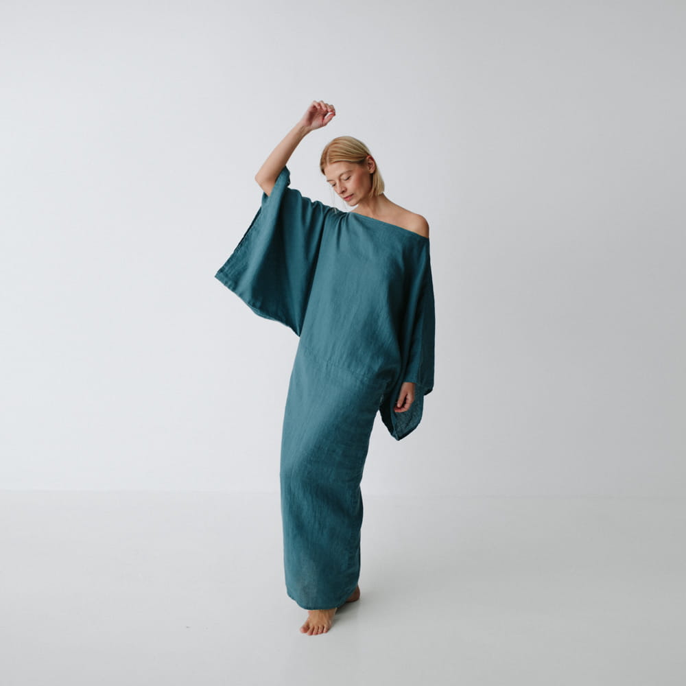 Kiko Linen Dress | Dusky Blue