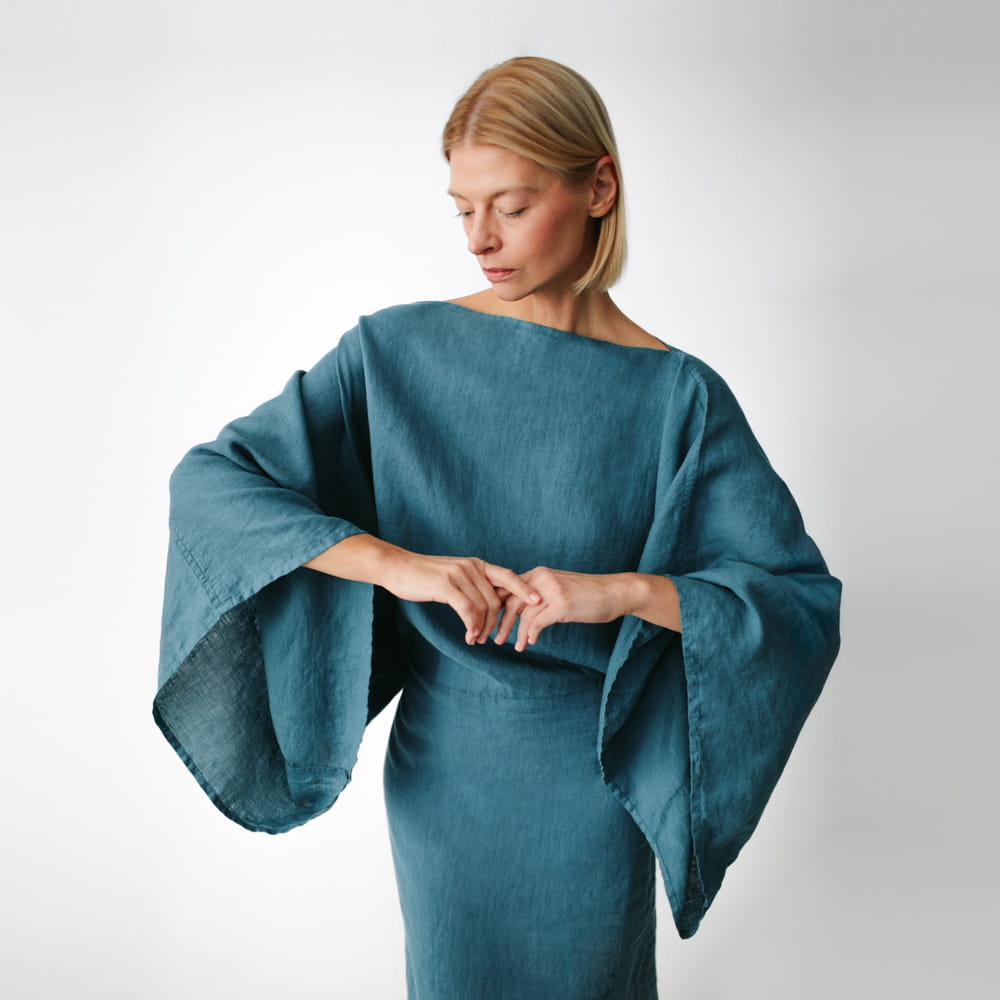 Kiko Linen Dress | Dusky Blue