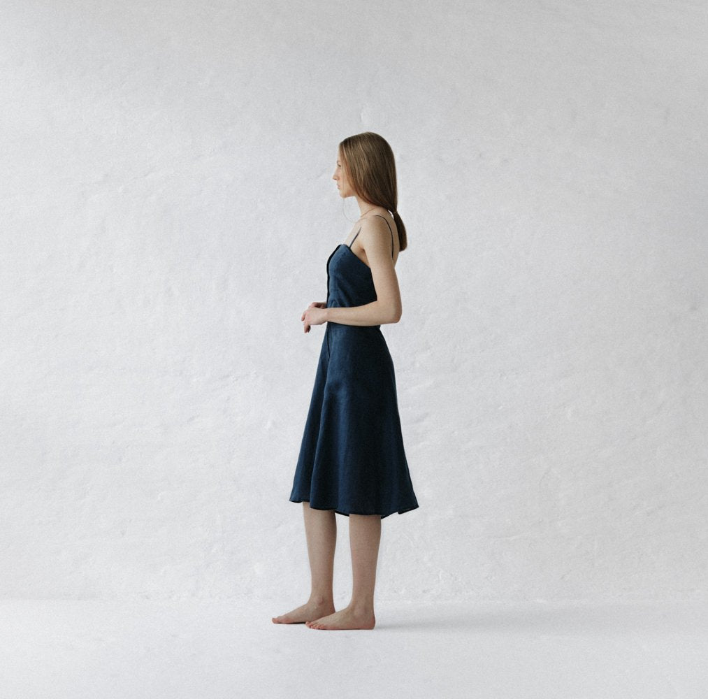 Naito Linen Dress | Navy