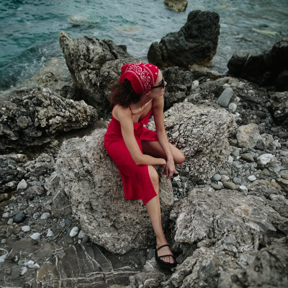 Naito Linen Dress | Red -25% OFF