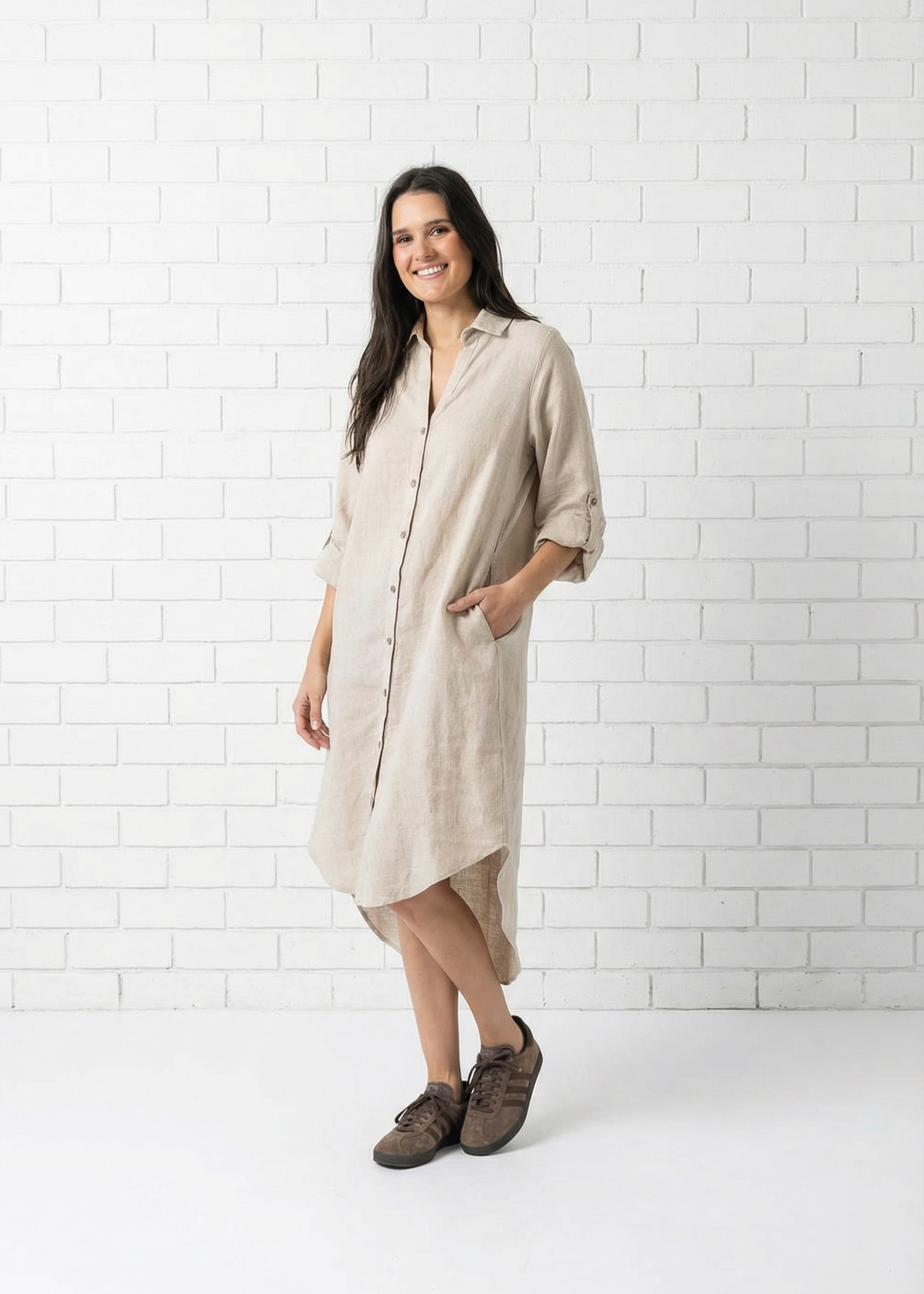 Linen shirt dress