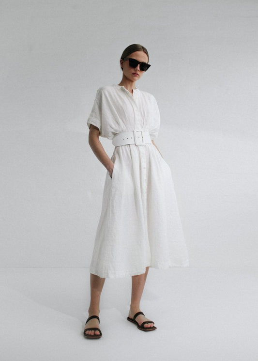 Salvia Linen Dress | Ivory