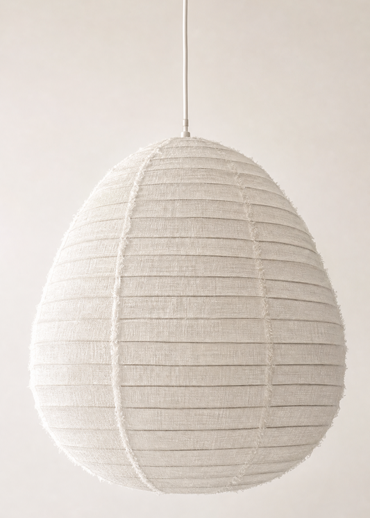 Artisan Pear Linen Pendent - White 50cm