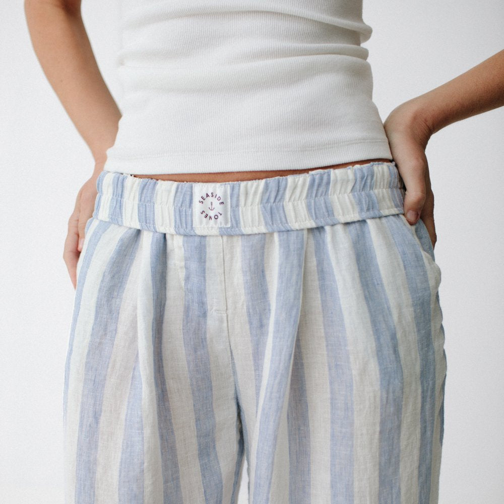 Linen Pants | Blue Stripes