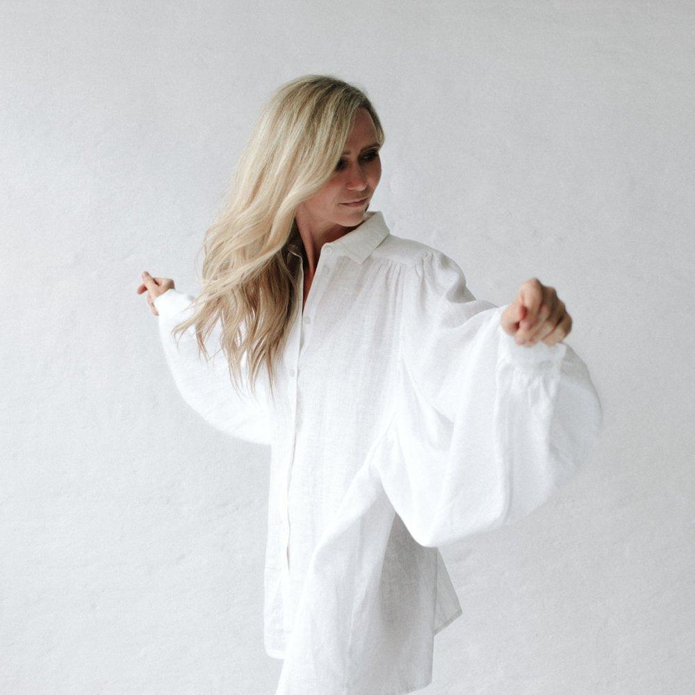 Linen boho shirt | White