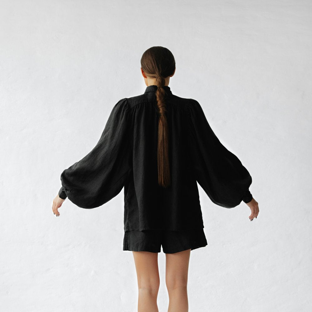 Linen boho shirt | Black