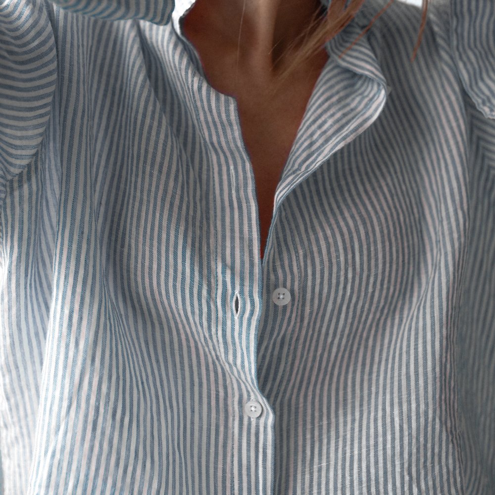 Linen Shirt | Navy Stripes