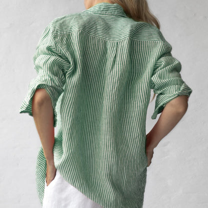 Linen Shirt | Green Stripes