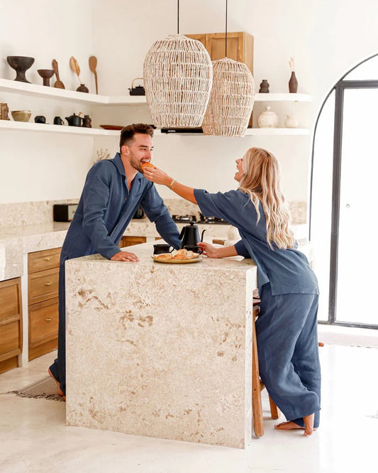 Linen pajama Set | Blue