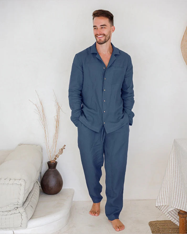 Linen pajama Set | Blue