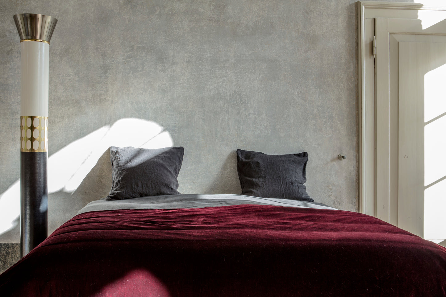 Velvet & Linen Throw Blanket | Bordeaux | Made in Italy