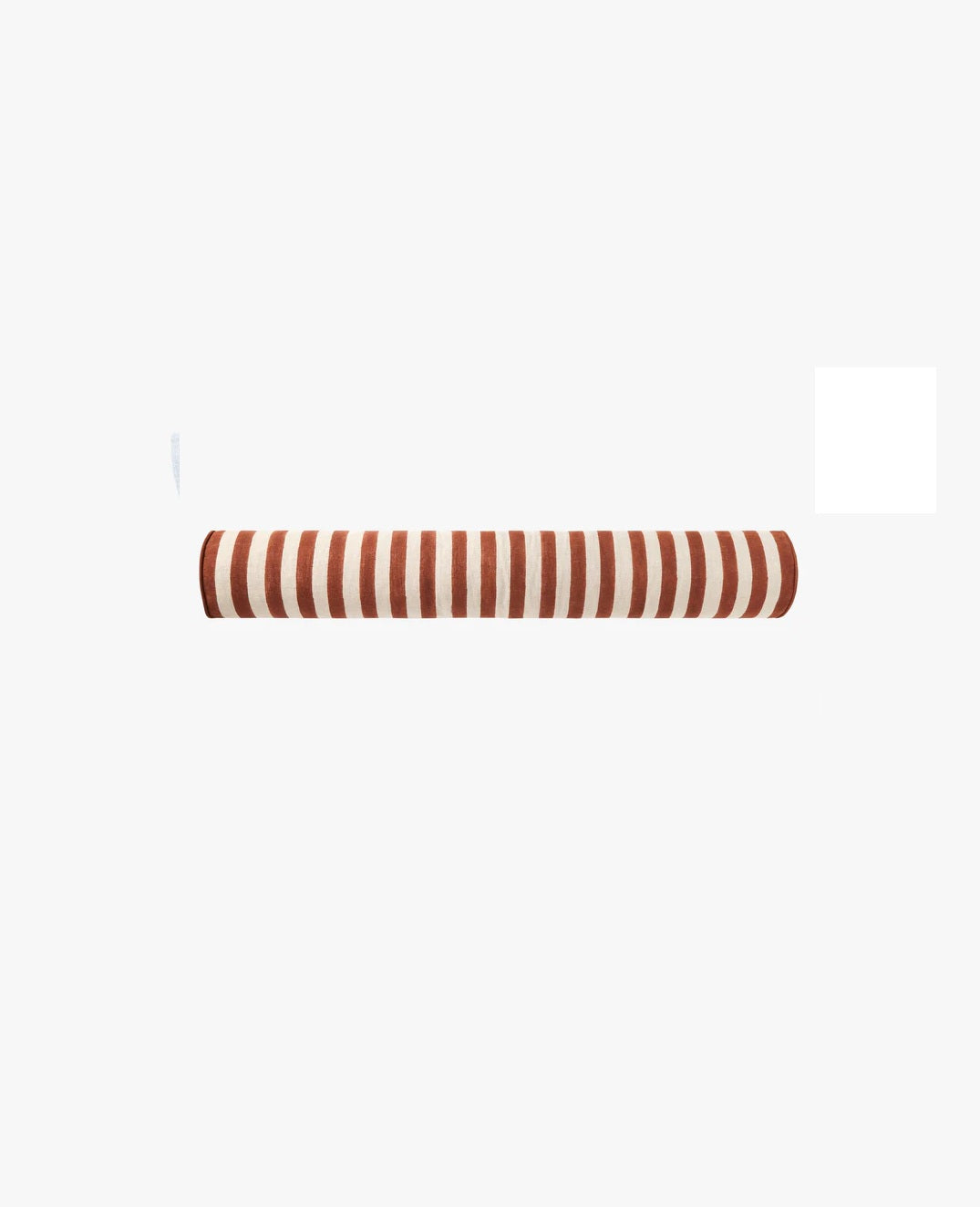 Rectangular fabric swatch with red and white horizontal stripes on a white background