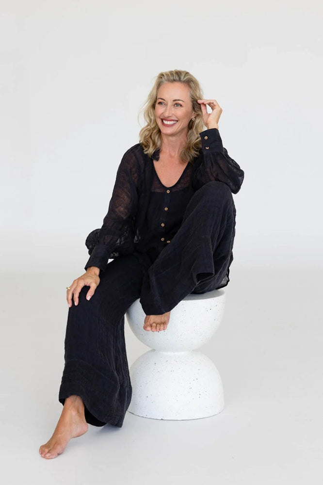 Gauze Linen Pants | Midnight