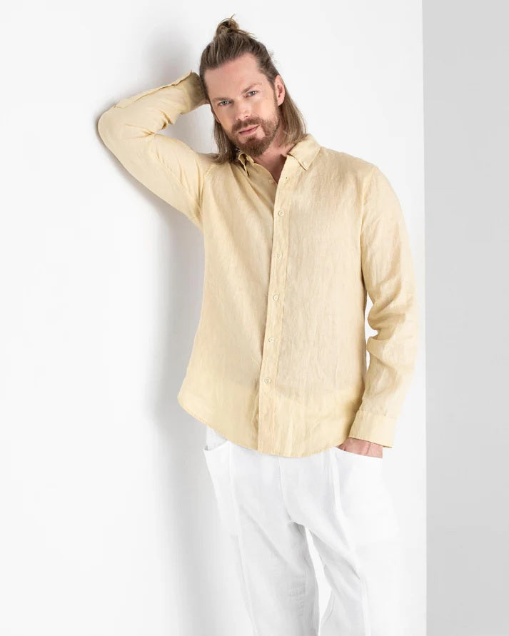 Mens Classic Linen shirt - Butter