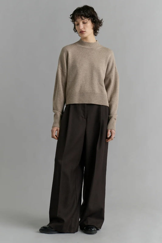 Merino knit Sweater – Camel Melange
