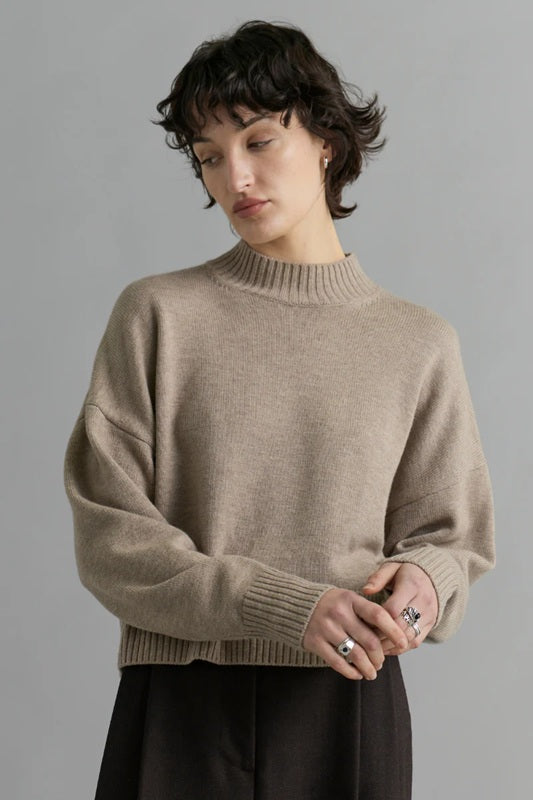 Merino knit Sweater – Camel Melange