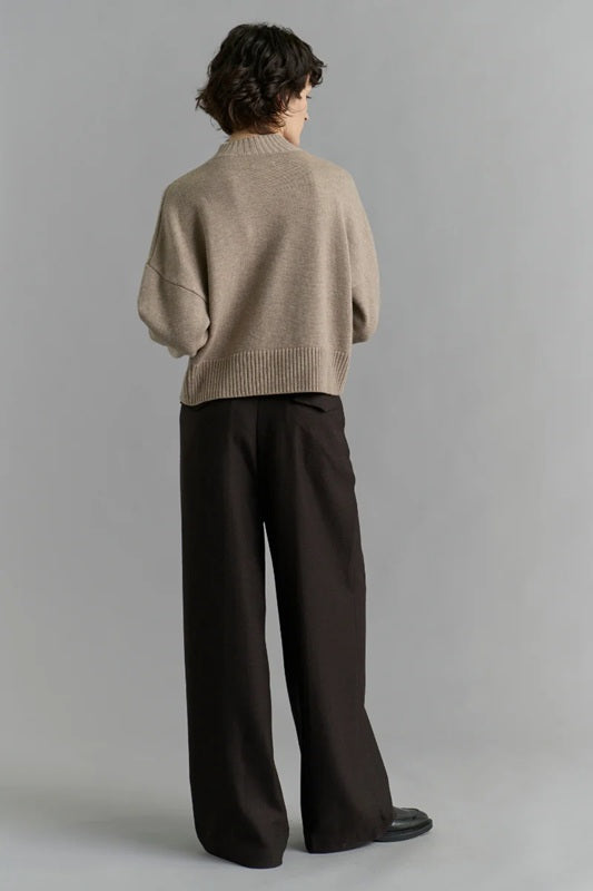 Merino knit Sweater – Camel Melange