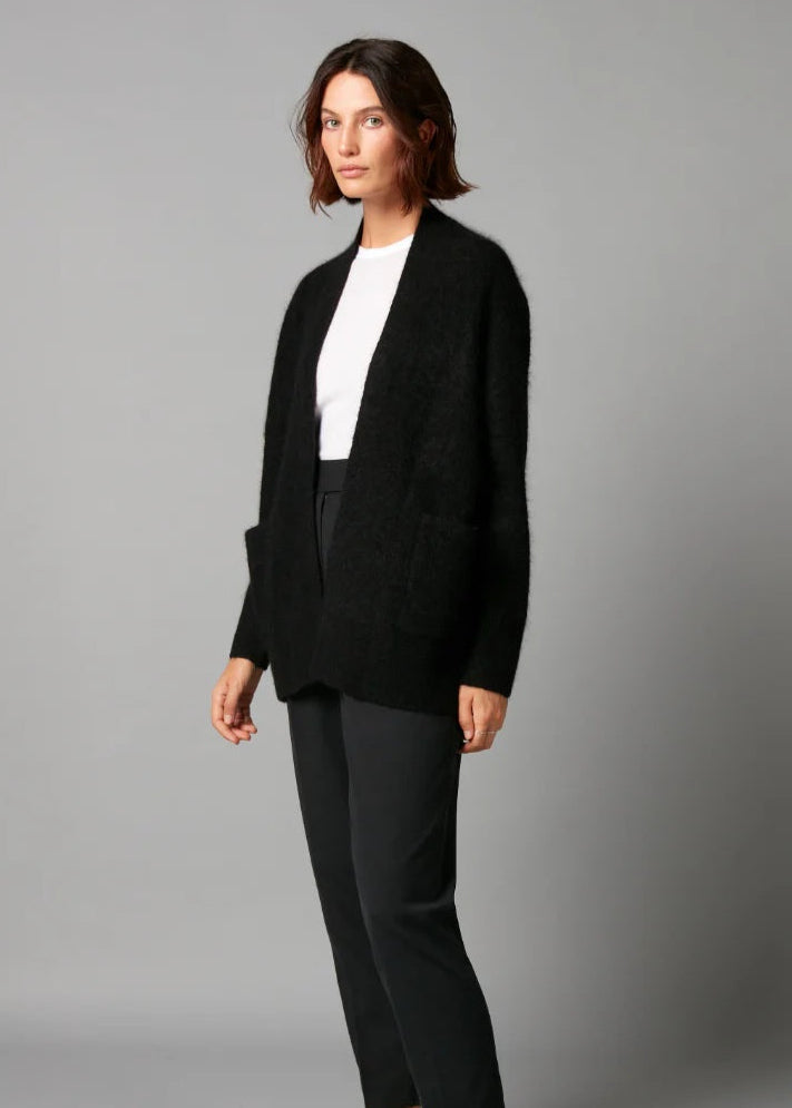 Mohair-Blend Knit Cardigan - Black