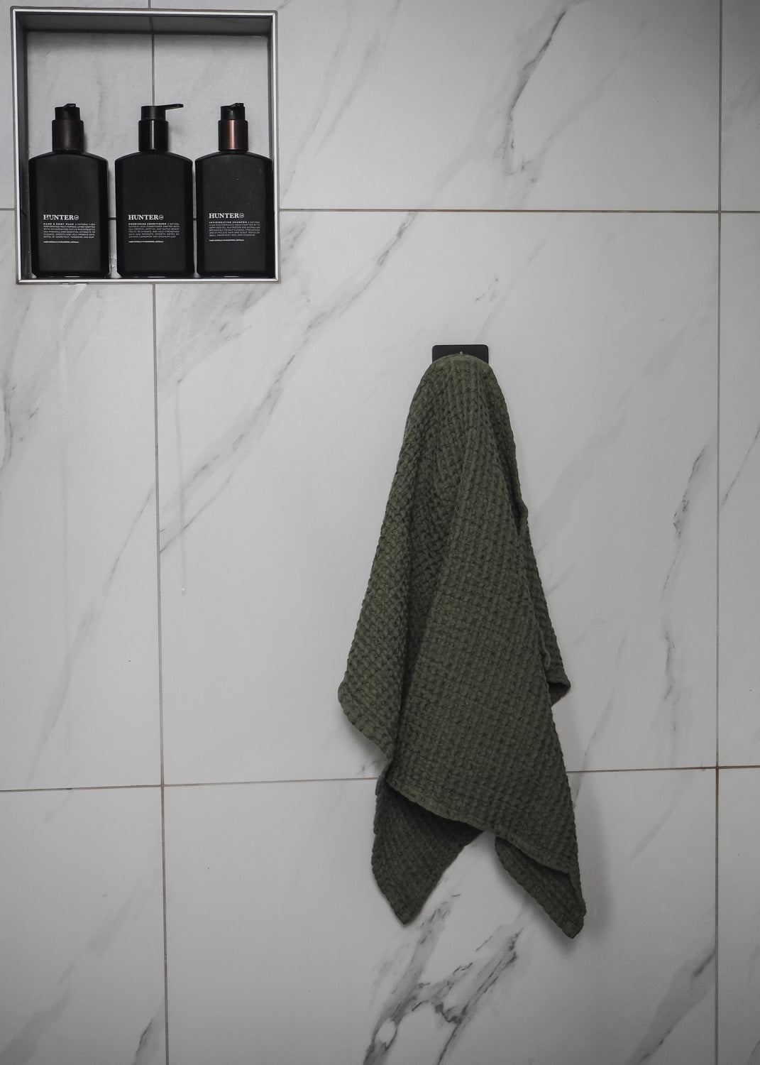 Linen Waffle Towel Set | Forest Green