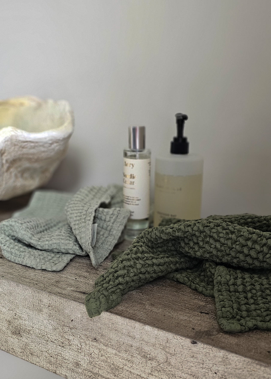 Linen Waffle Towel Set | Forest Green