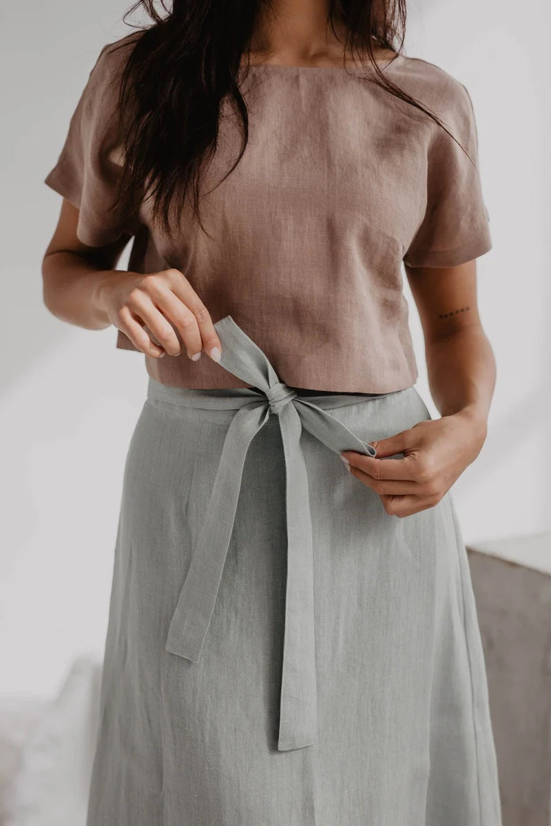 Lisa Linen Crop Top | Rosy Brown