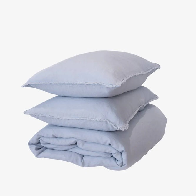 French Linen Duvet Cover - Soft Blue