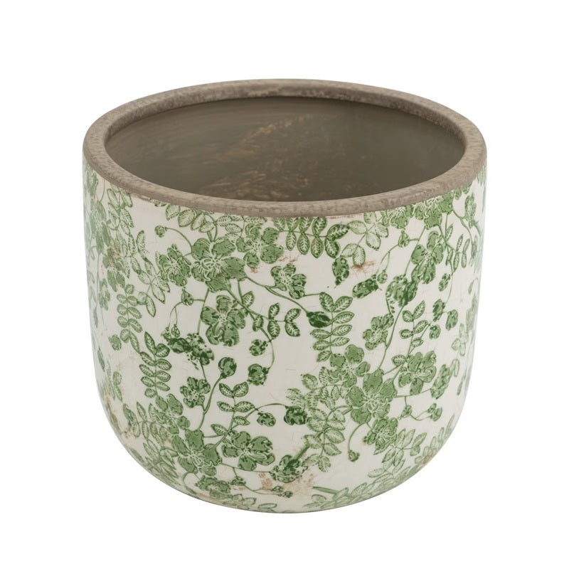 Aged Green Leaf Planter - 20cm