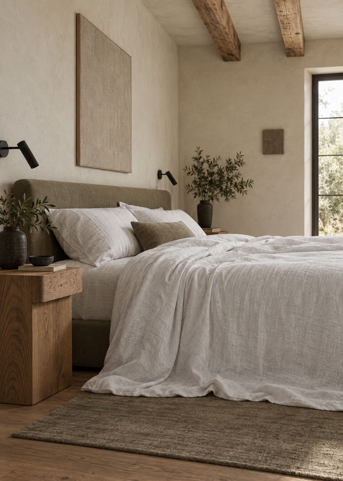 Heavy Linen Bed Cover | Scandi Whitewash