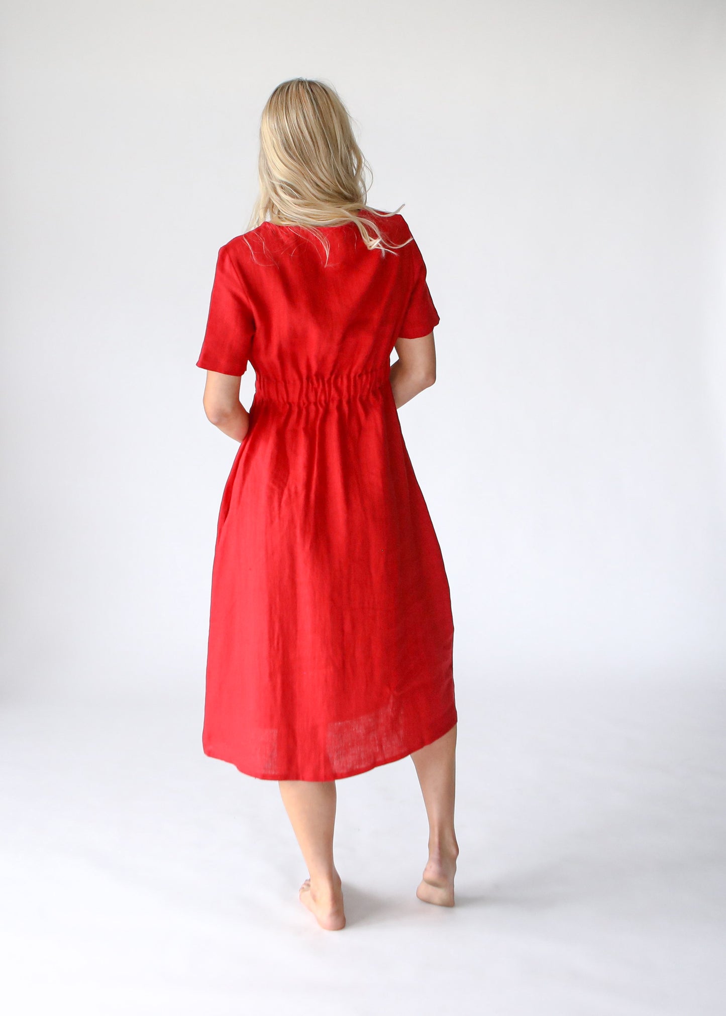 Ava Linen Dress | Red -25% OFF