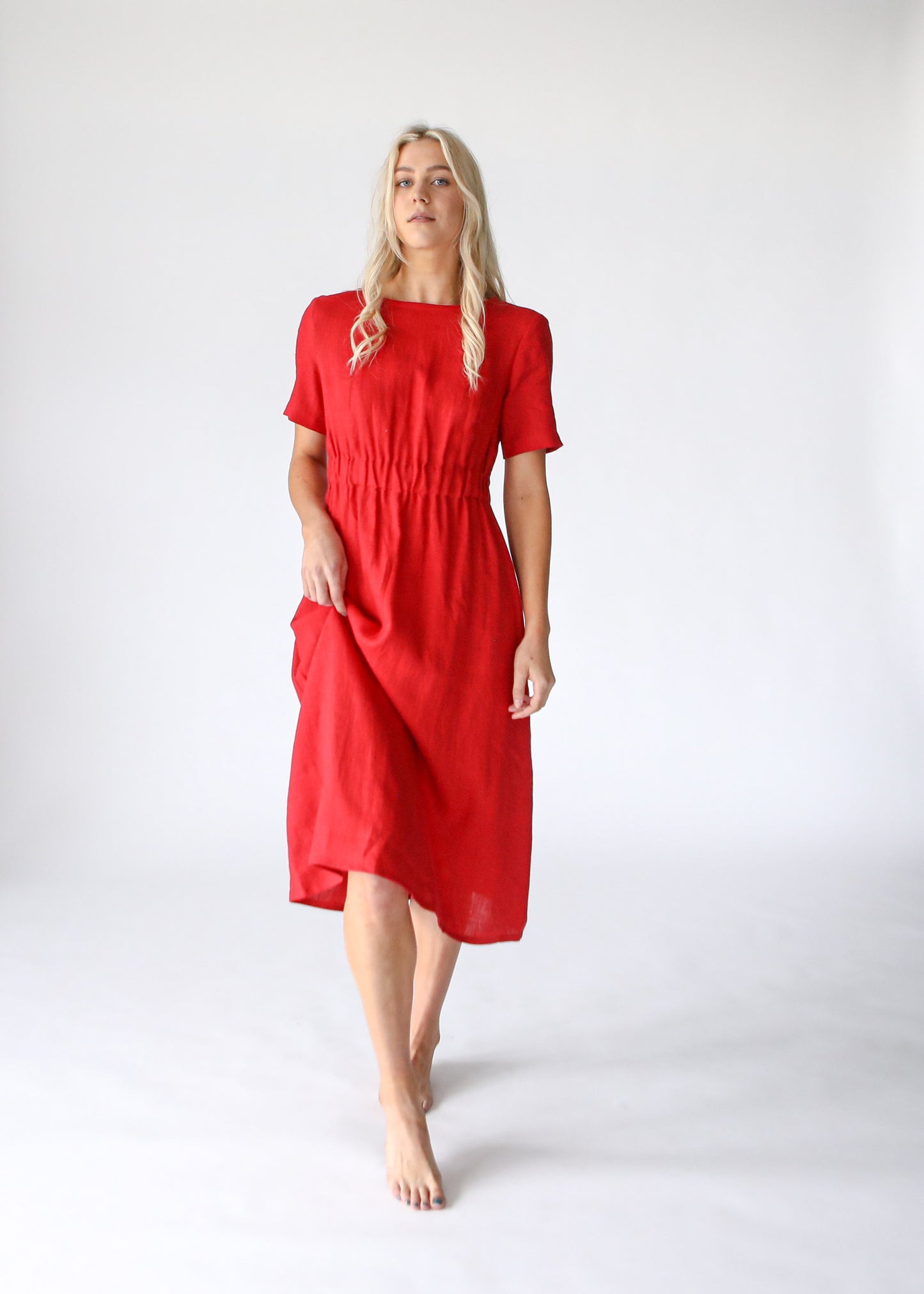 Ava Linen Dress | Red